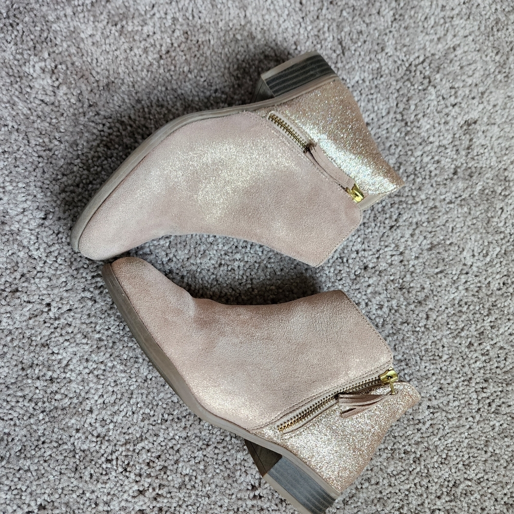 SO Girls Pink Glitter Ankle Boots